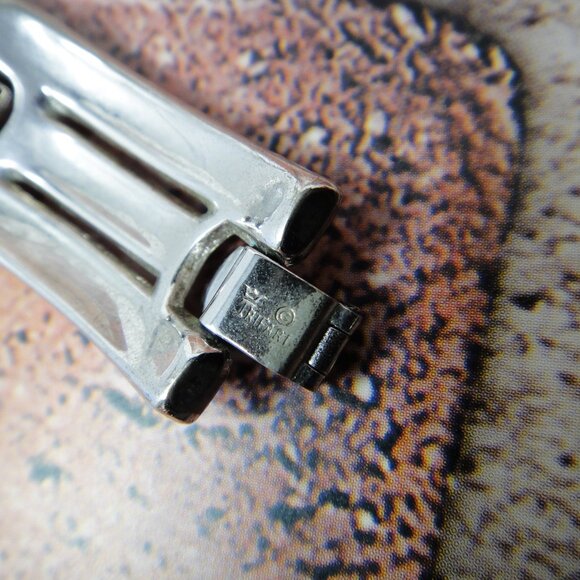 Vintage Crown Trifari Shiny Silver Tone LInk Bracelet 7" x  3/4" - Picture 8 of 8